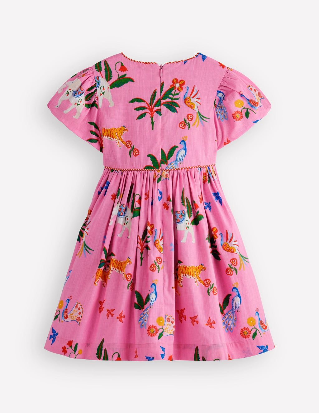 V-Waist Dress-Formica Pink Tropical Animals