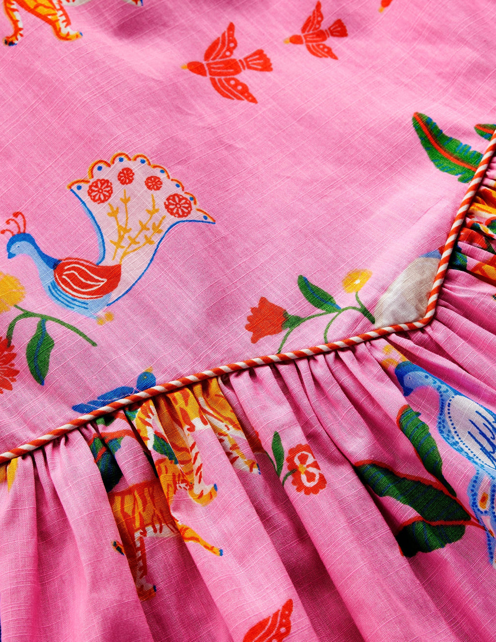 V-Waist Dress-Formica Pink Tropical Animals