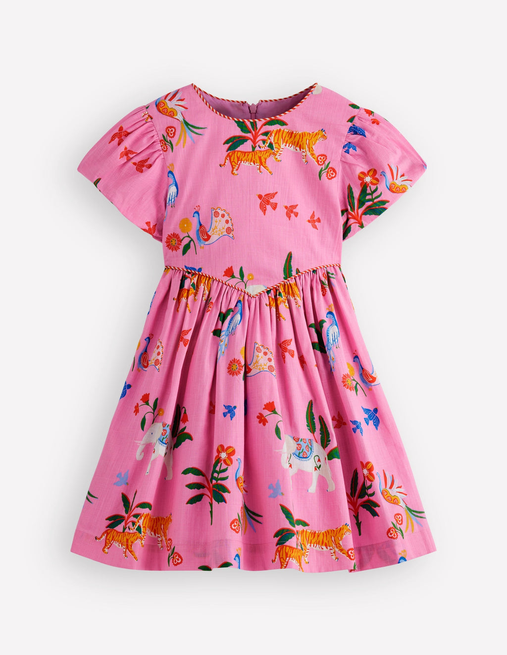 V-Waist Dress-Formica Pink Tropical Animals