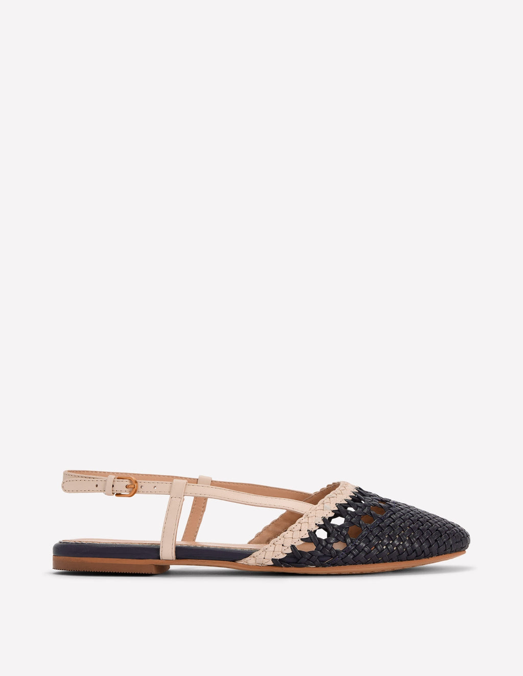Slingback Flats-Navy/Ivory