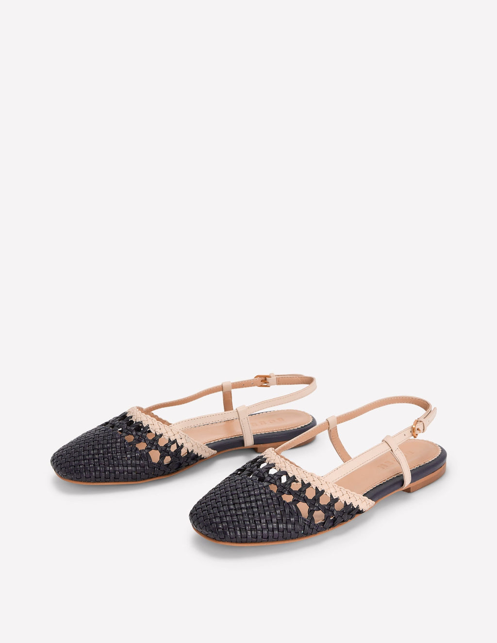 Slingback Flats-Navy/Ivory