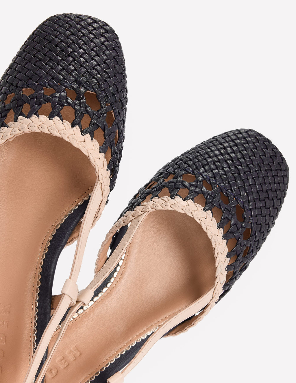 Slingback Flats-Navy/Ivory