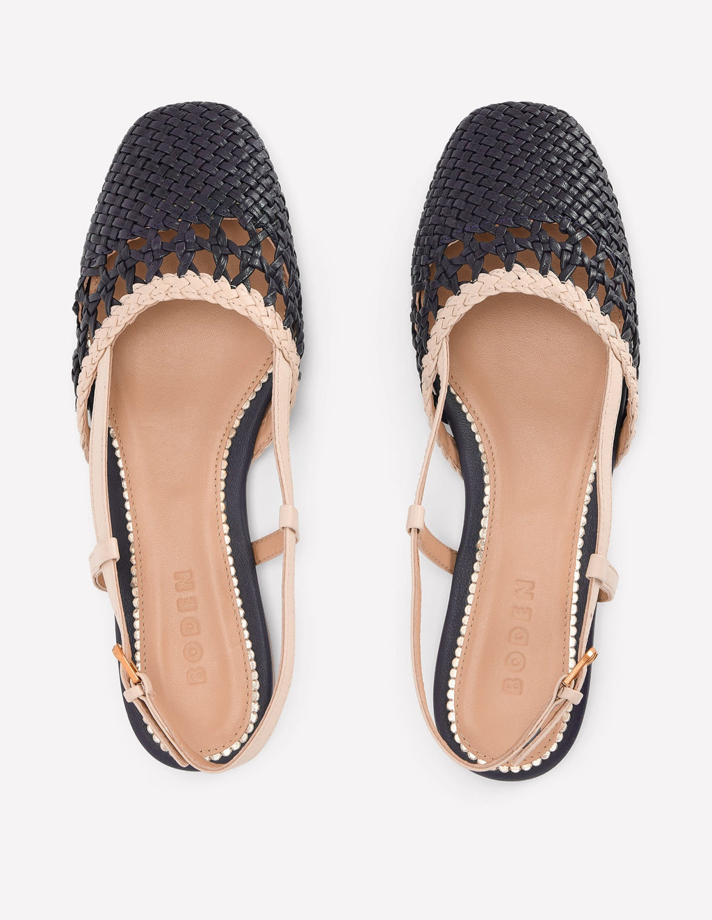 Slingback Flats-Navy/Ivory