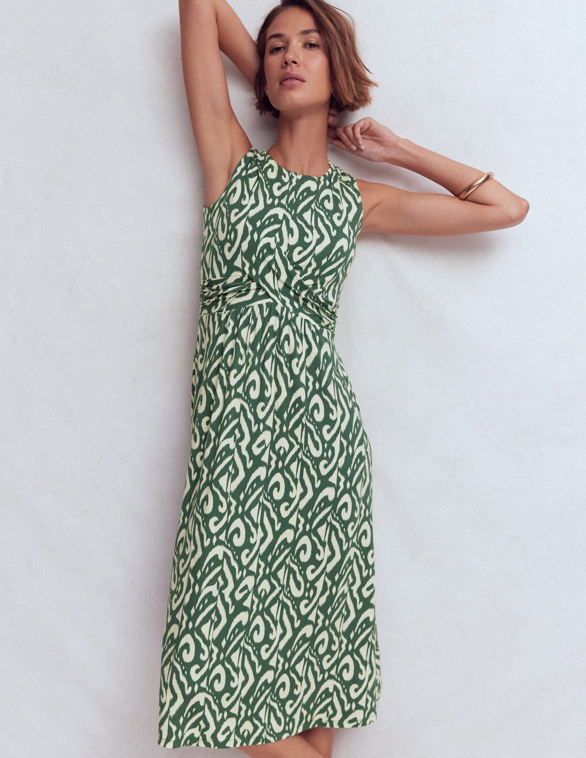 hunter green jersey dress Cross Waist Dress-Hunter Green, Ikat – My Store Holiday dress