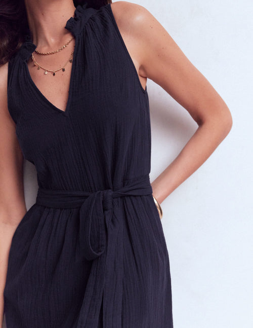 Double Cloth Maxi Dress-Navy