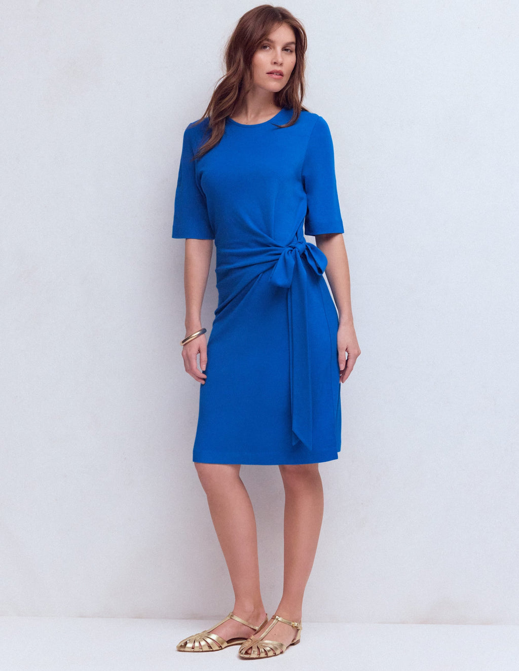 Tie Jersey Short Dress-Kingfisher Blue