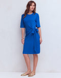 Tie Jersey Short Dress-Kingfisher Blue