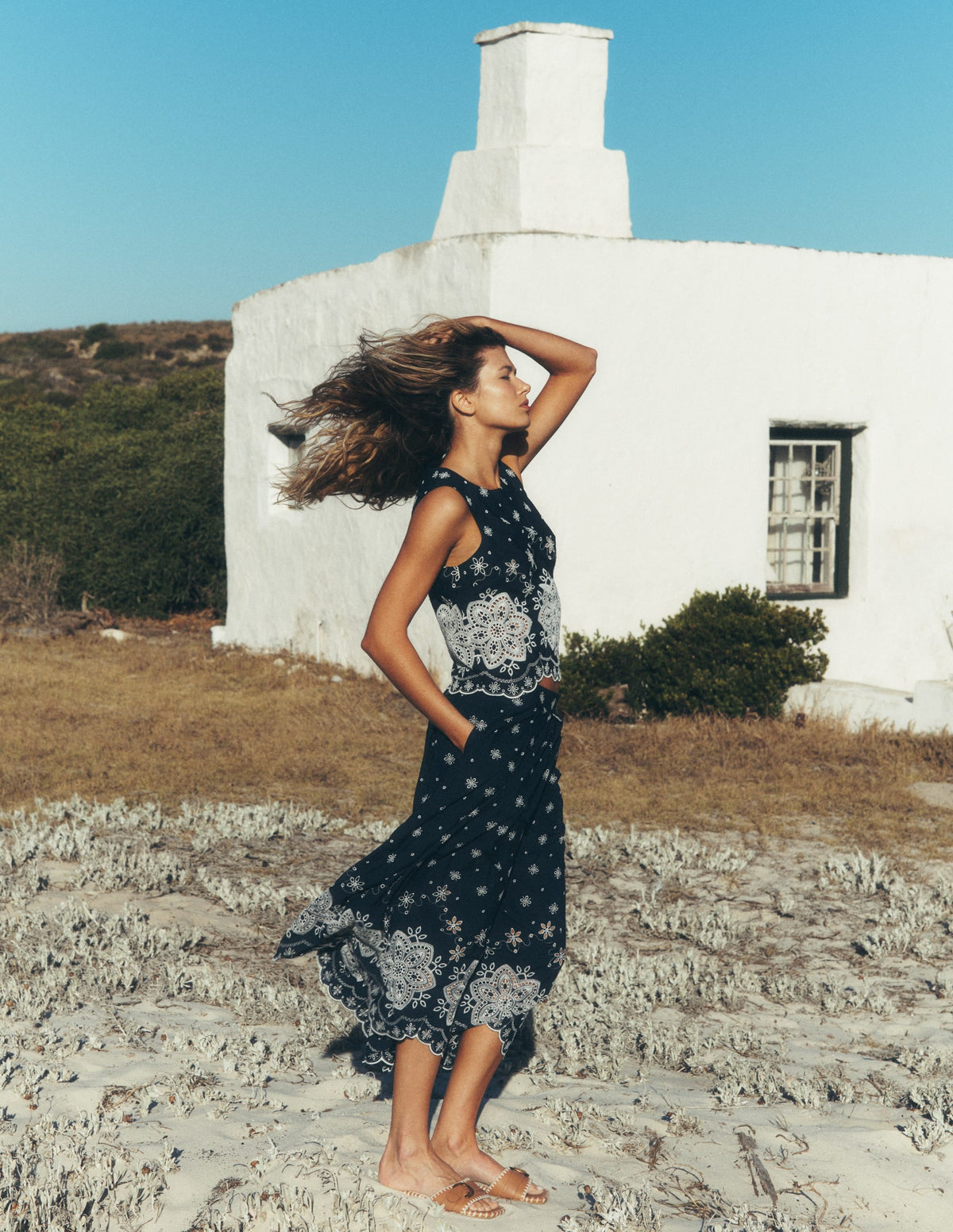 Poplin Skirt-Navy